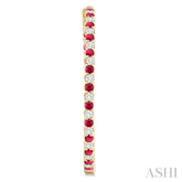 2.3 MM Ruby and Alternating 2 1/2 ctw Round Cut Inside-Out Diamond Precious Hoop Earrings in 14K Yellow Gold